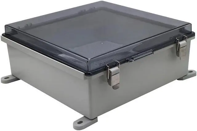 Alt view image 2 of 6 - MAKERELE Outside Electrical Box Plastic Enclosure IP67 Waterproof Junction Box Clear Cover Plate with Stainless Steel Buckles 13×13×5.1 inch(330×330×130mm)