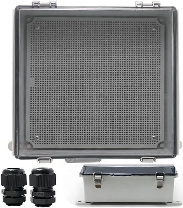 Main image of MAKERELE Outside Electrical Box Plastic Enclosure IP67 Waterproof Junction Box Clear Cover Plate with Stainless Steel Buckles 13×13×5.1 inch(330×330×130mm)