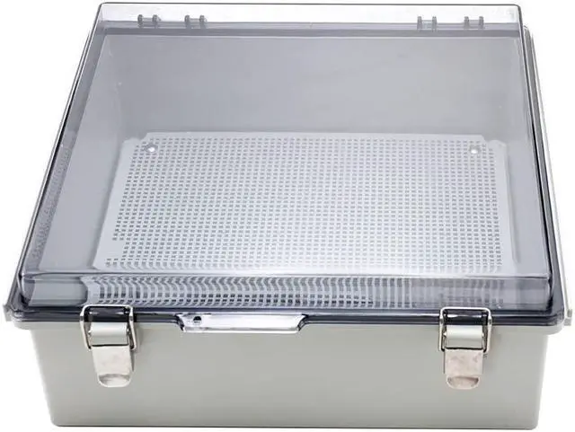Alt view image 5 of 6 - MAKERELE Outside Electrical Box Plastic Enclosure IP67 Waterproof Junction Box Clear Cover Plate with Stainless Steel Buckles 13×13×5.1 inch(330×330×130mm)