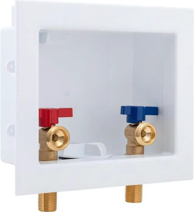 Main image of SUNGATOR Mip Washer Valve Box, 1/2 Inch Mip (Sweat) Inlet x 3/4 Inch MHT Outlet, Sweat Washing Machine Box with Brass Valves Installed