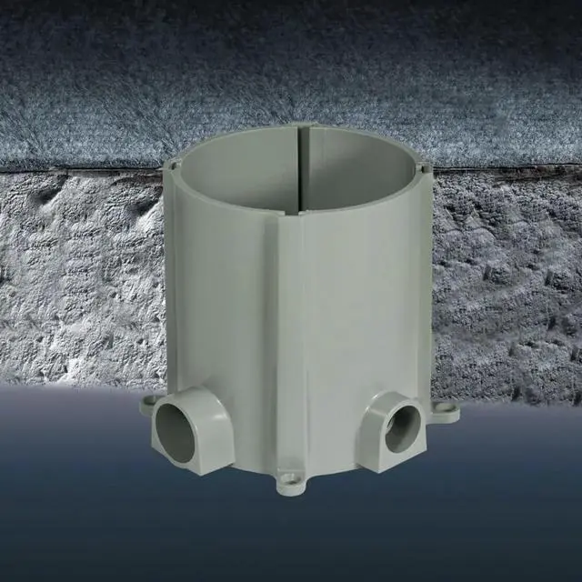 Alt view image 5 of 7 - RACO 5511 Round Nonmetallic Floor Box for Concrete Pour 3/4 in. and 1 in. Hubs, 5 in. Inside Dia, Gray