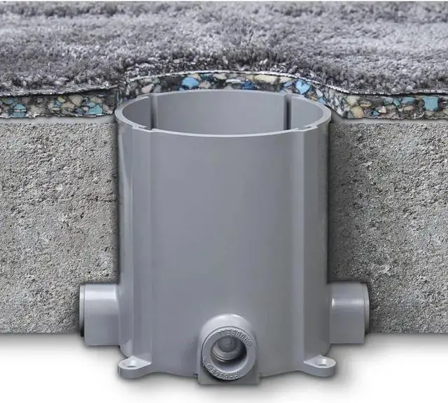 Alt view image 6 of 7 - RACO 5511 Round Nonmetallic Floor Box for Concrete Pour 3/4 in. and 1 in. Hubs, 5 in. Inside Dia, Gray