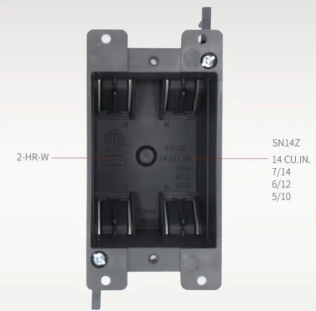 Alt view image 2 of 6 - Old WorkElectrical Outlet Box,Single Gang, 14 Cubic Inch Plastic Junction Box for Switches,for Home Improvement, ETL Listed and Fire Rated for 2 Hours(12 PCS)