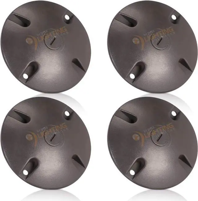 Main image of 4 in. Round Weatherproof Electrical Junction Box Cover with 1/2 in. NPT Thread Outlet for Indoor/Outdoor Use  Landscape Accessories  Bronze (4-Pack)