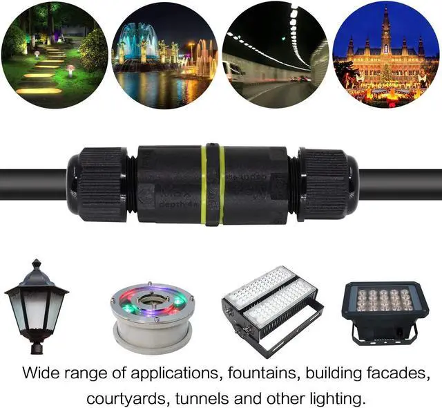 Alt view image 5 of 6 - IP68 Waterproof Underground Quick Junction Box Connector Junction Box for 2P or 3P-pin Cables Cable Range 5-12mm Waterproof and Moisture Proof 10 Pcs