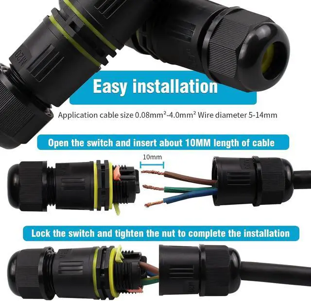 Alt view image 2 of 6 - IP68 Waterproof Underground Quick Junction Box Connector Junction Box for 2P or 3P-pin Cables Cable Range 5-12mm Waterproof and Moisture Proof 10 Pcs