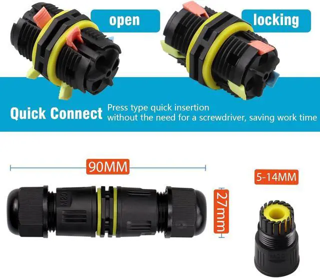 Alt view image 3 of 6 - IP68 Waterproof Underground Quick Junction Box Connector Junction Box for 2P or 3P-pin Cables Cable Range 5-12mm Waterproof and Moisture Proof 10 Pcs