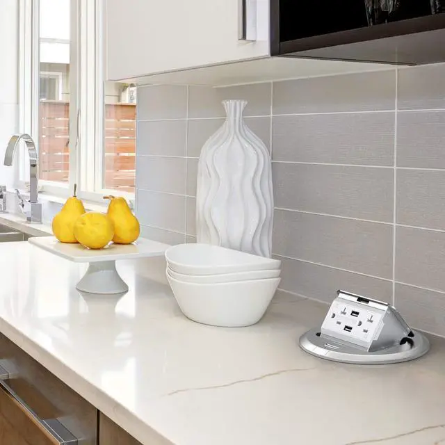 Alt view image 6 of 6 - WEBANG Round Pop Up Floor Outlet Box with 20 Amp USB Tamper-Resistant TR Receptacle Outlet, Corrosive Resistant Hardware, ETL Listed, Silver
