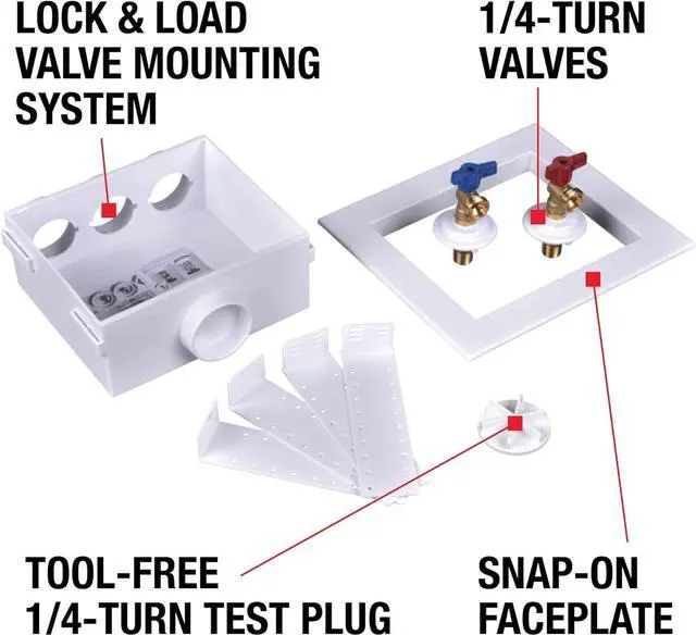 Alt view image 5 of 6 - Oatey 38569 Quadtro Washing Machine Outlet Box, Hammer Arrestors, 1/4 Turn, Copper
