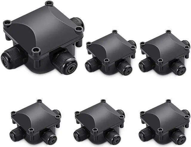 Main image of Waterproof Junction Box, IP68, 3-Way Outdoor Cable Connectors,Outdoor/External Electrical Light Junction Box Ø 6mm-10.2mm (6 Pack)