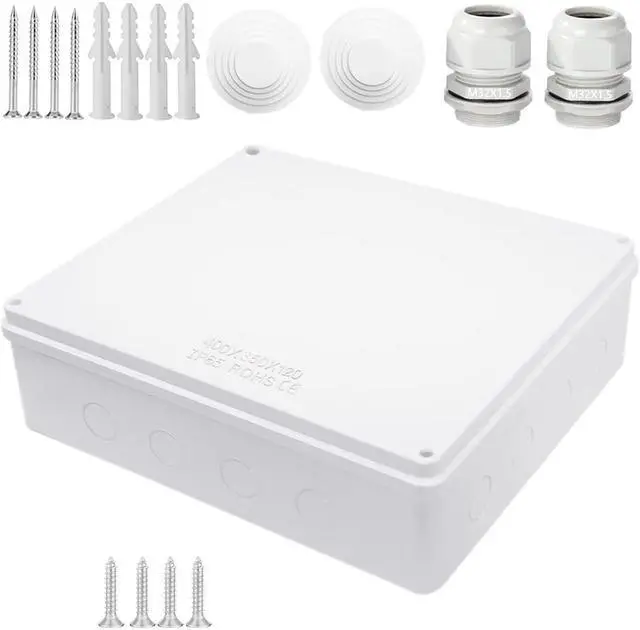 Main image of Junction Box, Zulkit Project Box with Reserved Holes IP65 Waterproof Dustproof Electrical Box ABS Plastic Project Enclosure White 15.7 x 13.8 x 4.7 Inch