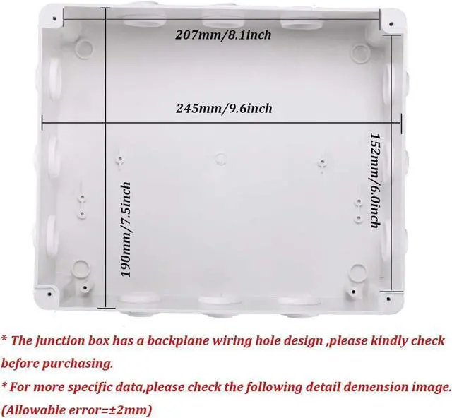 Alt view image 5 of 7 - ABS Plastic Dustproof Waterproof IP65 Junction Box Universal Electrical Project Enclosure White 10"x7.9"x3.1"(255mmx200mmx80mm)