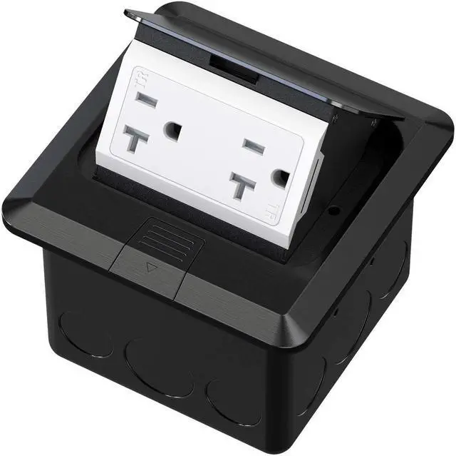 Main image of KYHSHJ Pop Up Floor Electrical Outlet Box Kit20 Amp Stainless Steel TR Tamper-Resistant Duplex Receptacle Outlet Corrosive Resistant HardwareETL Listed, Black