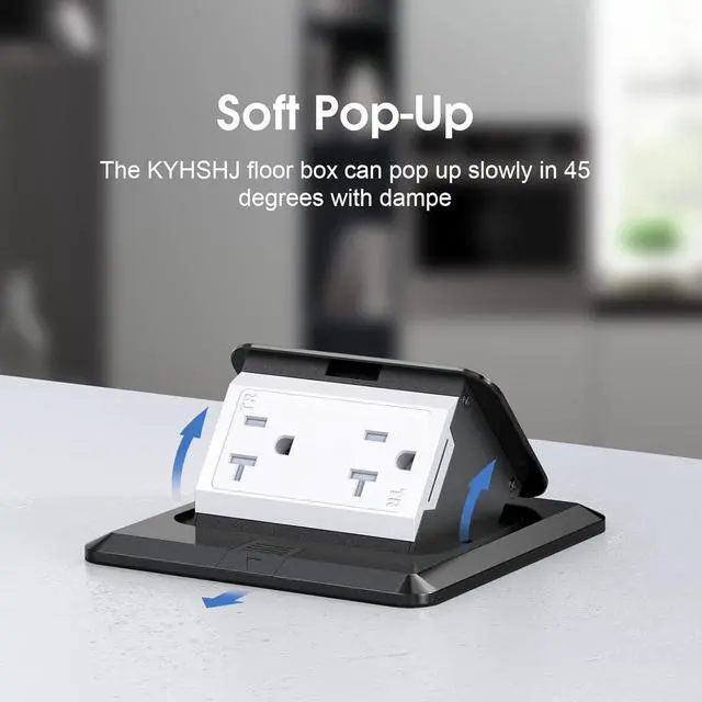 Alt view image 3 of 6 - KYHSHJ Pop Up Floor Electrical Outlet Box Kit20 Amp Stainless Steel TR Tamper-Resistant Duplex Receptacle Outlet Corrosive Resistant HardwareETL Listed, Black