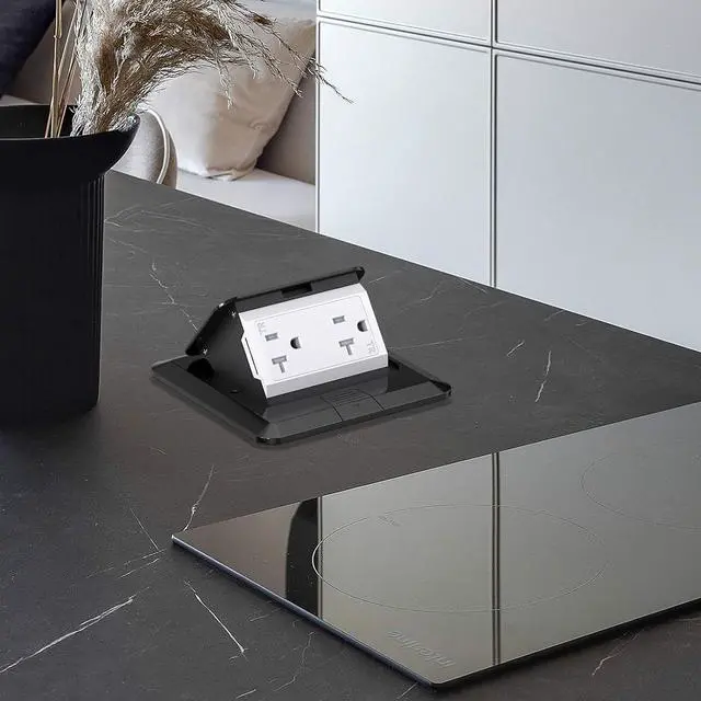 Alt view image 4 of 6 - KYHSHJ Pop Up Floor Electrical Outlet Box Kit20 Amp Stainless Steel TR Tamper-Resistant Duplex Receptacle Outlet Corrosive Resistant HardwareETL Listed, Black