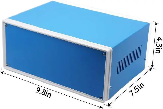 Alt view image 2 of 7 - Zulkit Junction Box Blue Metal Project Box DIY Electric Enclosure Case Preventive Case Electrical Box 9.8 x 7.5 x 4.3 Inch