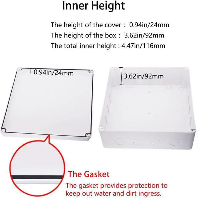 Alt view image 4 of 6 - Junction Box, Zulkit Project Box with Reserved Holes IP65 Waterproof Dustproof Electrical Box ABS Plastic Project Enclosure White 15.7 x 13.8 x 4.7 Inch