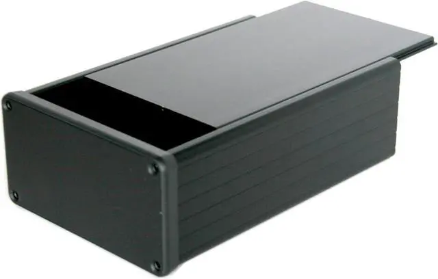 Alt view image 3 of 4 - BOX3-1455N-BK Black Aluminum Box, for 3U Sized PCBs, with 11 Card Guide Slots, Box = 6.30 x 4.06 x 2.10 in