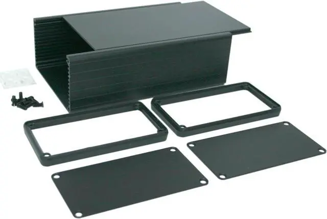 Alt view image 4 of 4 - BOX3-1455N-BK Black Aluminum Box, for 3U Sized PCBs, with 11 Card Guide Slots, Box = 6.30 x 4.06 x 2.10 in