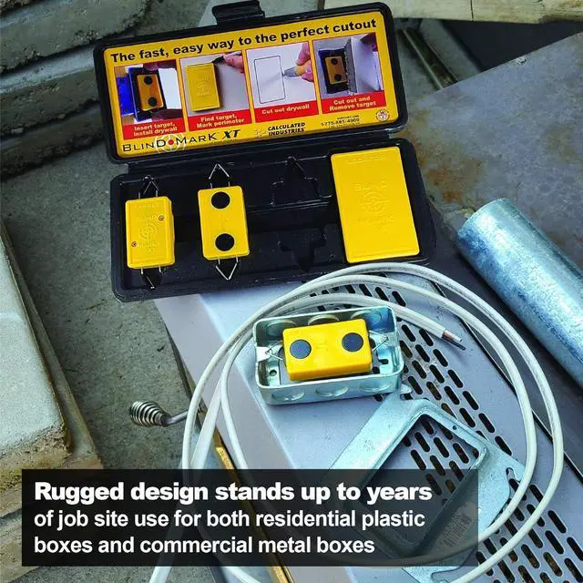 Alt view image 3 of 7 - Calculated Industries 8125 Value Pack - Blind Mark and Center Mark Drywall Install Tools | For Electrical Outlet Box and Recessed Can-Light Cutouts | Powerful Rare-Earth Magnetic Targets and Locator