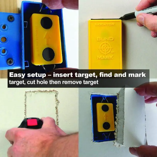 Alt view image 7 of 7 - Calculated Industries 8125 Value Pack - Blind Mark and Center Mark Drywall Install Tools | For Electrical Outlet Box and Recessed Can-Light Cutouts | Powerful Rare-Earth Magnetic Targets and Locator