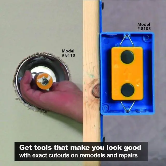 Alt view image 6 of 7 - Calculated Industries 8125 Value Pack - Blind Mark and Center Mark Drywall Install Tools | For Electrical Outlet Box and Recessed Can-Light Cutouts | Powerful Rare-Earth Magnetic Targets and Locator