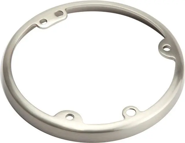 Main image of Enerlites 975509-S-STICKERED Round Floor Box Mounting Ring Compatible with 975503 975502 975501 Covers Nickel Plated Brass, 4.25"
