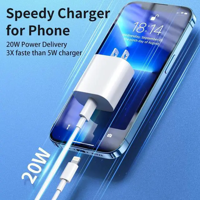 Alt view image 3 of 7 - Fast Charging 3 Pack 20W PD USB C Wall Charger and 6FT Cable for iPhone 14Pro/13 Pro/12/11 Pro Max/XR/X/8 - MFi Certified