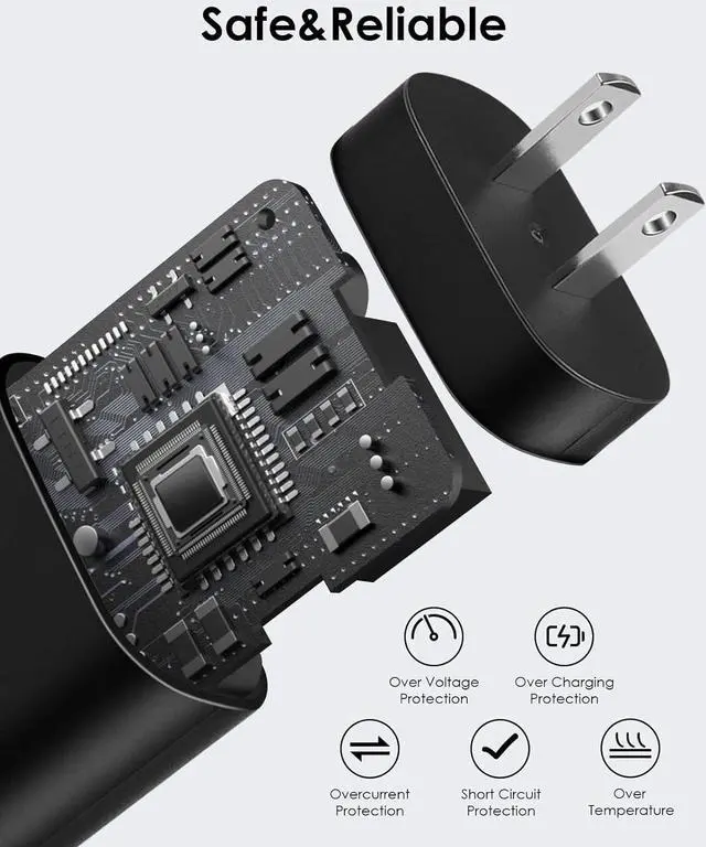 Alt view image 2 of 7 - 2 Pack USB C Charger 25W Type C Charger Fast Charging with USB C to C Charger Cable 6FT Android Phone Charger for Galaxy S24 Ultra/S23+/S22/S21/S20