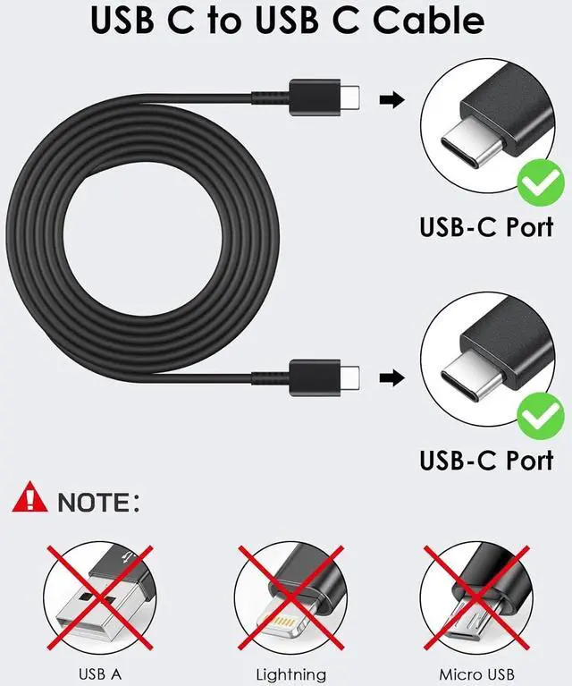 Alt view image 4 of 7 - 2 Pack USB C Charger 25W Type C Charger Fast Charging with USB C to C Charger Cable 6FT Android Phone Charger for Galaxy S24 Ultra/S23+/S22/S21/S20
