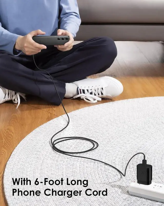 Alt view image 6 of 7 - 2 Pack USB C Charger 25W Type C Charger Fast Charging with USB C to C Charger Cable 6FT Android Phone Charger for Galaxy S24 Ultra/S23+/S22/S21/S20