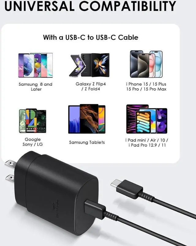 Alt view image 7 of 7 - 2 Pack USB C Charger 25W Type C Charger Fast Charging with USB C to C Charger Cable 6FT Android Phone Charger for Galaxy S24 Ultra/S23+/S22/S21/S20