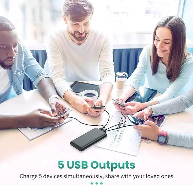 Alt view image 7 of 7 - Portable Charger 38800mAh LCD Display Power Bank 5 USB Outputs Battery Pack Backup USB-C in&out Dual Input Phone Charging Compatible with iPhone 16/15/14/13 Pro/12 Android  Galaxy Pixel Nexus