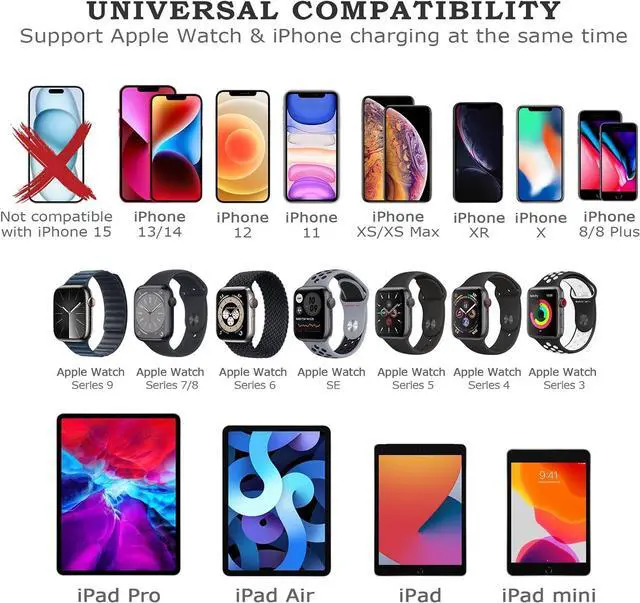 Alt view image 2 of 6 - Upgraded Smart Watch Charger for Apple Watch Charger Charging Cable Compatible with iWatch Series SE/9/8/7/6/5/4/3/2/1 & Phone 14/13/12/11/Pro/Max/XS/X//Pad Series, 6.5ft/2m