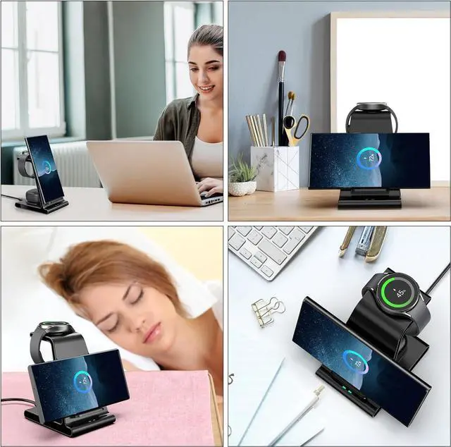 Alt view image 6 of 7 - Wireless Charger for Samsung S25 Ultra, Charging Station for Galaxy S25/S25 Edge/S24 Ultra/S24+/S24/S23/Note 20/Z Flip 7/Fold 7, for Galaxy Watch 8/8 Classic/Ultra/7/6, Galaxy Buds 2 Pro (No Adapter)