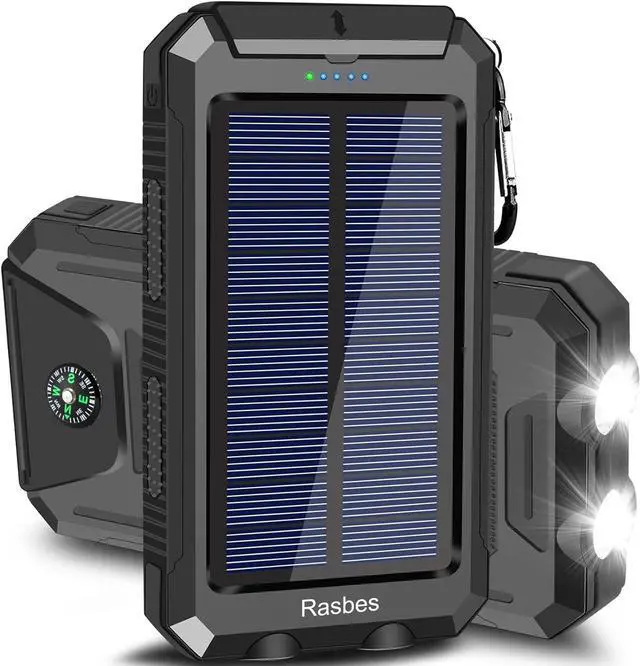 Main image of Solar Charger, Portable 38800mAh Solar Power Bank IPX5 Waterproof with Built-in Solar Panel Charger and LED Flashlight, Solar Phone Charger Battery Pack for All CellPhones. (Black)