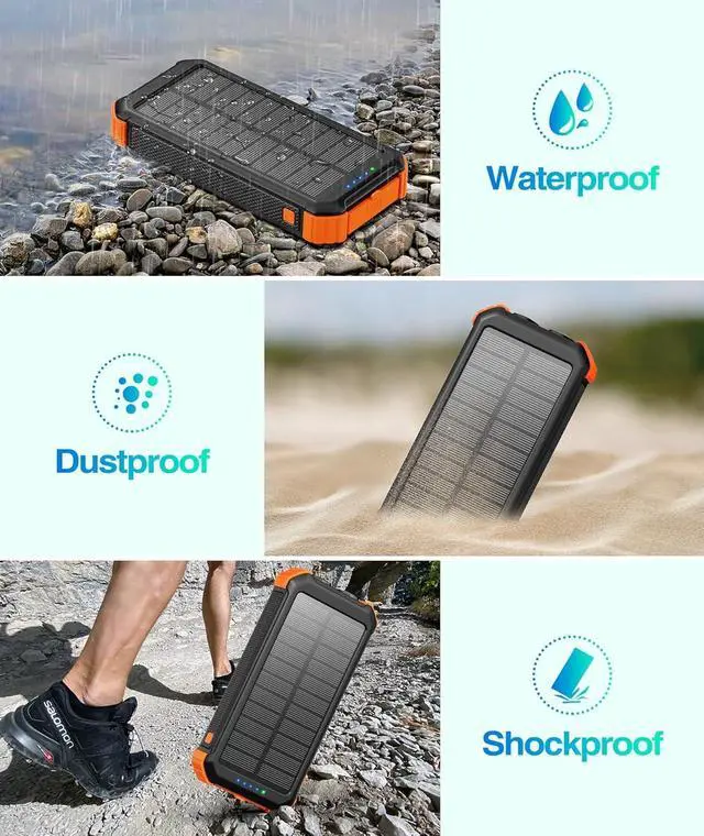 Alt view image 4 of 7 - 45800mAh Solar Charger Power Bank Portable Phone Charger with USB C in/Output 5V3.1A QC 3.0 Fast Charging Solar Panel for Cellphone External Battery Pack with Dual Flashlights for Camping