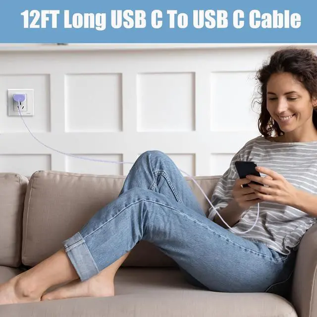 Alt view image 2 of 6 - Type C Charger Fast Charging,25W USB C Charger Super Fast Charging Android Phone Charger Block &12FT Cable Cord for Samsung Galaxy S25/ S25 Ultra/S25 Plus/S24 Ultra/S24/S24+/S23/S22/S21/Note 20