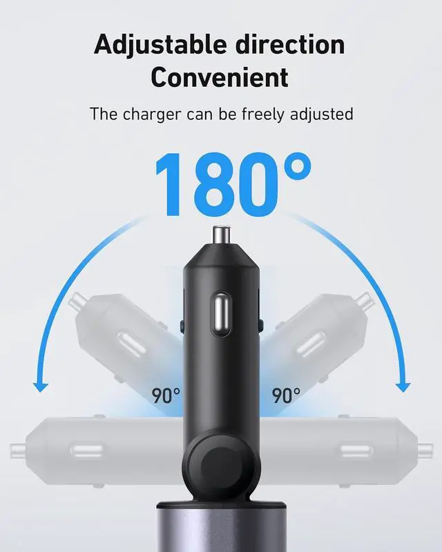 Alt view image 6 of 7 - iPhone Car Charger Retractable Fast Car Phone Charger 100w for CarPlay 4 in 1 Car Charger Adapter with 2 Cables 31.5 Inch and 2 USB Ports Compatible with iPhone 16/15/14/13/12/11 Pro/