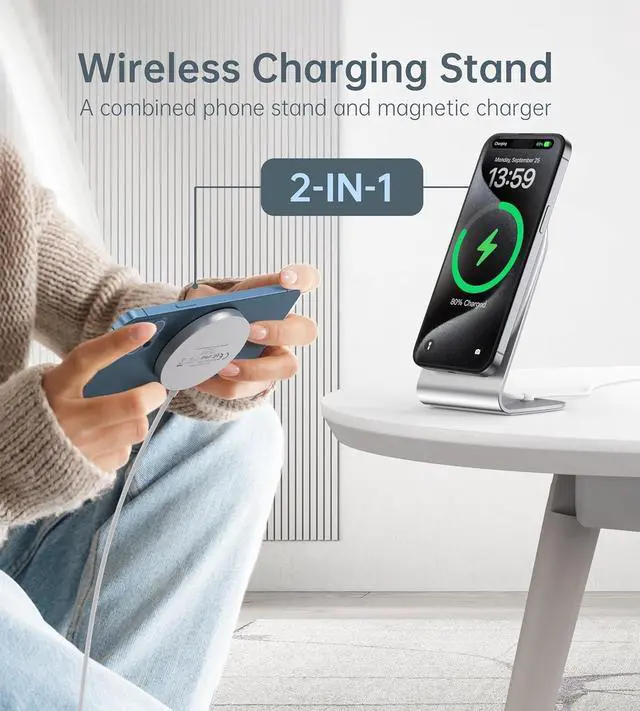 Alt view image 2 of 6 - Magnetic Wireless Charger for iPhone 16/15/14/13/12 - Mag Charger+20W USB C Adapter, Fast Wireless Charging Stand/Pad with 5ft USB-C Cable for iPhone 16/15/14/13/12 Pro Max Plus Mini,Mag-Safe Charger