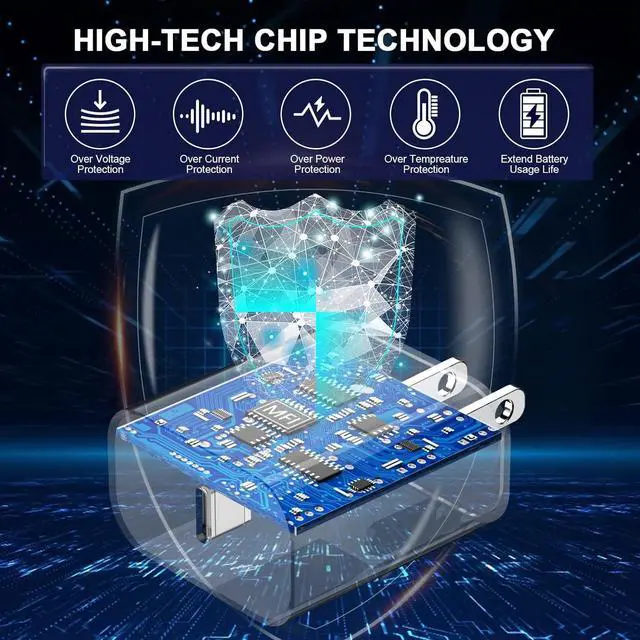 Alt view image 4 of 7 - iPhone11 12 13 14 Fast Charger 2Pack 20W iPhone Charger Fast Charging Block Adapter with 10FT USB-C to Lightning Data Sync Charging Cord for iPhone 14 13 12 11 Pro Max Xs Xr X 8