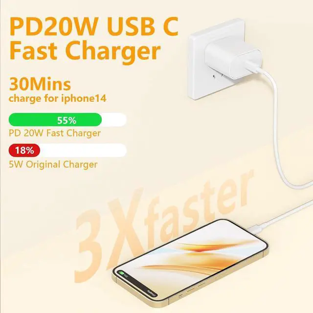 Alt view image 3 of 7 - (6ft+10ft) iPhone Charger Fast Charging for iPhone 14 13 12 Fast Charger,20W USB C Wall Charger with Type C to Lightning Cord for i Phone 13/14/12 Pro Max Plus/11,iPad-2Pack
