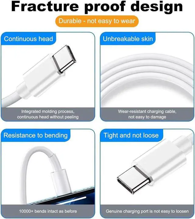 Alt view image 4 of 5 - 2 Pack 3.3FT Car Carplay Cable for iPhone 17 Air/15/16 16e 15 Pro Max 15 Plus USB A to USB Type C Data Cord iPad 10th Gen  Galaxy Tab A7 A8 A9 S10+ S9 S8 S7 Note 10 S10 LG Phone Charger Charging