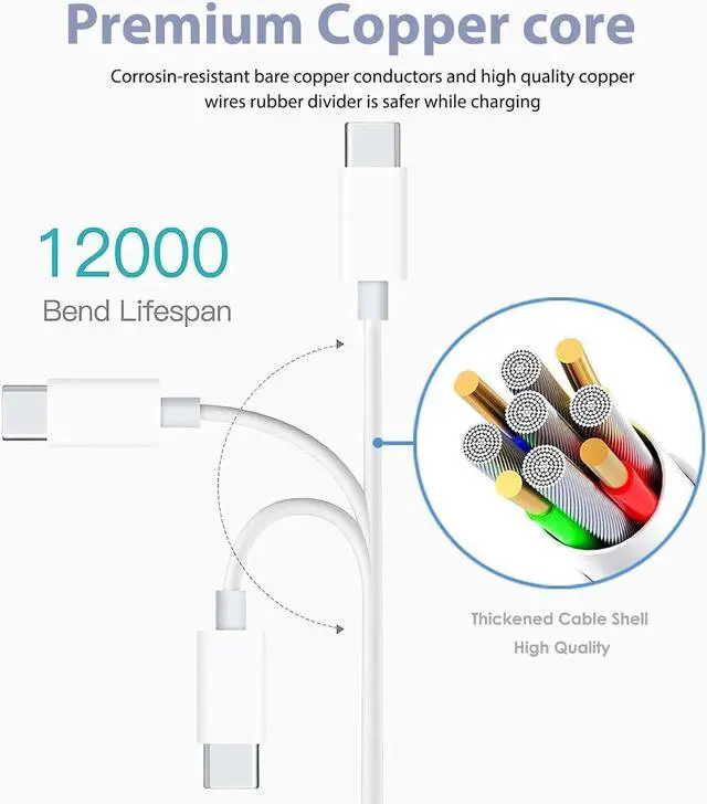 Alt view image 5 of 5 - 2 Pack 3.3FT Car Carplay Cable for iPhone 17 Air/15/16 16e 15 Pro Max 15 Plus USB A to USB Type C Data Cord iPad 10th Gen  Galaxy Tab A7 A8 A9 S10+ S9 S8 S7 Note 10 S10 LG Phone Charger Charging