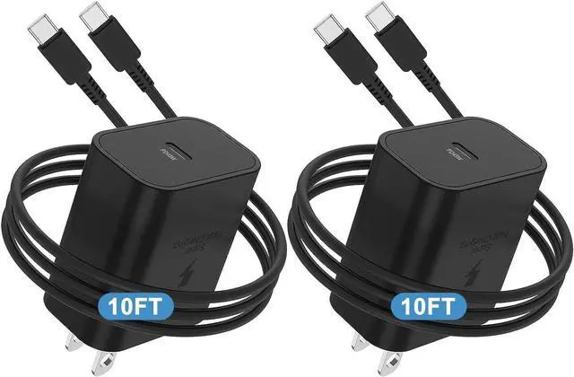 Main image of 2Pack 45W Super Fast Charger Type C Long, USB C Wall Charging Block Plug and 10ft Android Phone Charger Cable for Samsung Galaxy S25/S25 Plus/S24 Ultra/S24/S23+/S23 Ultra/S22/S22 Plus/S21/S21+/Note 20