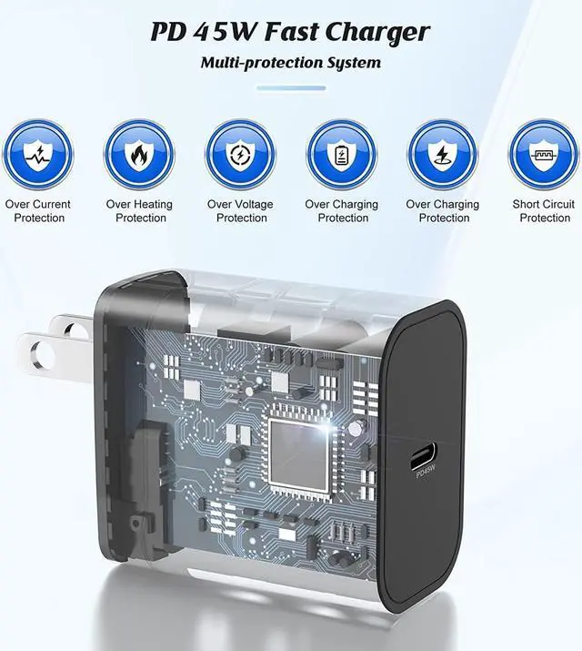 Alt view image 3 of 7 - 2Pack 45W Super Fast Charger Type C Long, USB C Wall Charging Block Plug and 10ft Android Phone Charger Cable for Samsung Galaxy S25/S25 Plus/S24 Ultra/S24/S23+/S23 Ultra/S22/S22 Plus/S21/S21+/Note 20