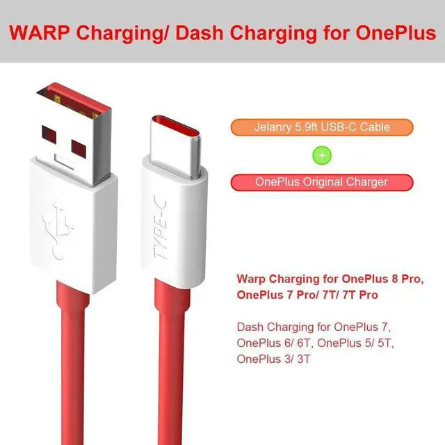Alt view image 6 of 7 - Jelanry 6FT 2-Pack USB Type C Cable for OnePlus 8 Pro, 80W 65W for SuperVOOC/Warp/Dash Charging Cable Rapid Data Syncing Fast Charger USB C Cable for OnePlus 13 12 12R Open 11 10 8 7T Pro 7 6T, Red