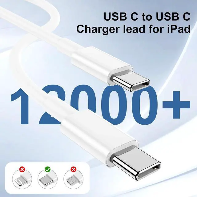 Alt view image 4 of 7 - 2-Pack 20w USB C Charger for iPhone 17 Air/16/15/Pro Max with Long 10ft USB C to C Cable,iPhone Charger Fast Wall Charger Block Compatible with iPad Pro AirPods and More