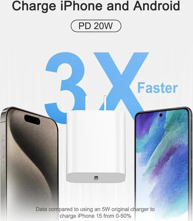 Alt view image 2 of 7 - iPhone 15 Charger Fast Charging iPhone 15 Pro Max Charger Type C Charger Block iPad Pro Charger with 2 Pack 6FT Cable for iPhone 15/15 Plus/15 Pro/15 Pro Max/iPad Pro/Mini/Air/Air4//Samsung