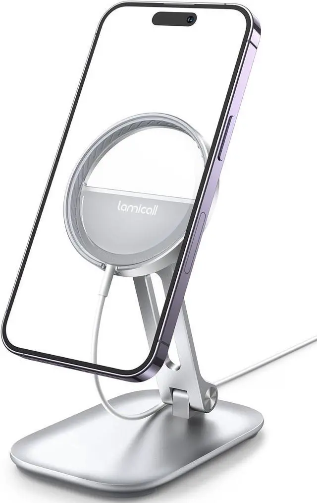 Main image of Lamicall Phone Stand for Apple MagSafe Charger [Not Fits 2024 Ver.] - Dual Hinge Collapsible Adjustable Charging Holder Dock for Desk Nightstand, Fit for Airpods, iPhone 16/15/14/13 Series[Only Stand]